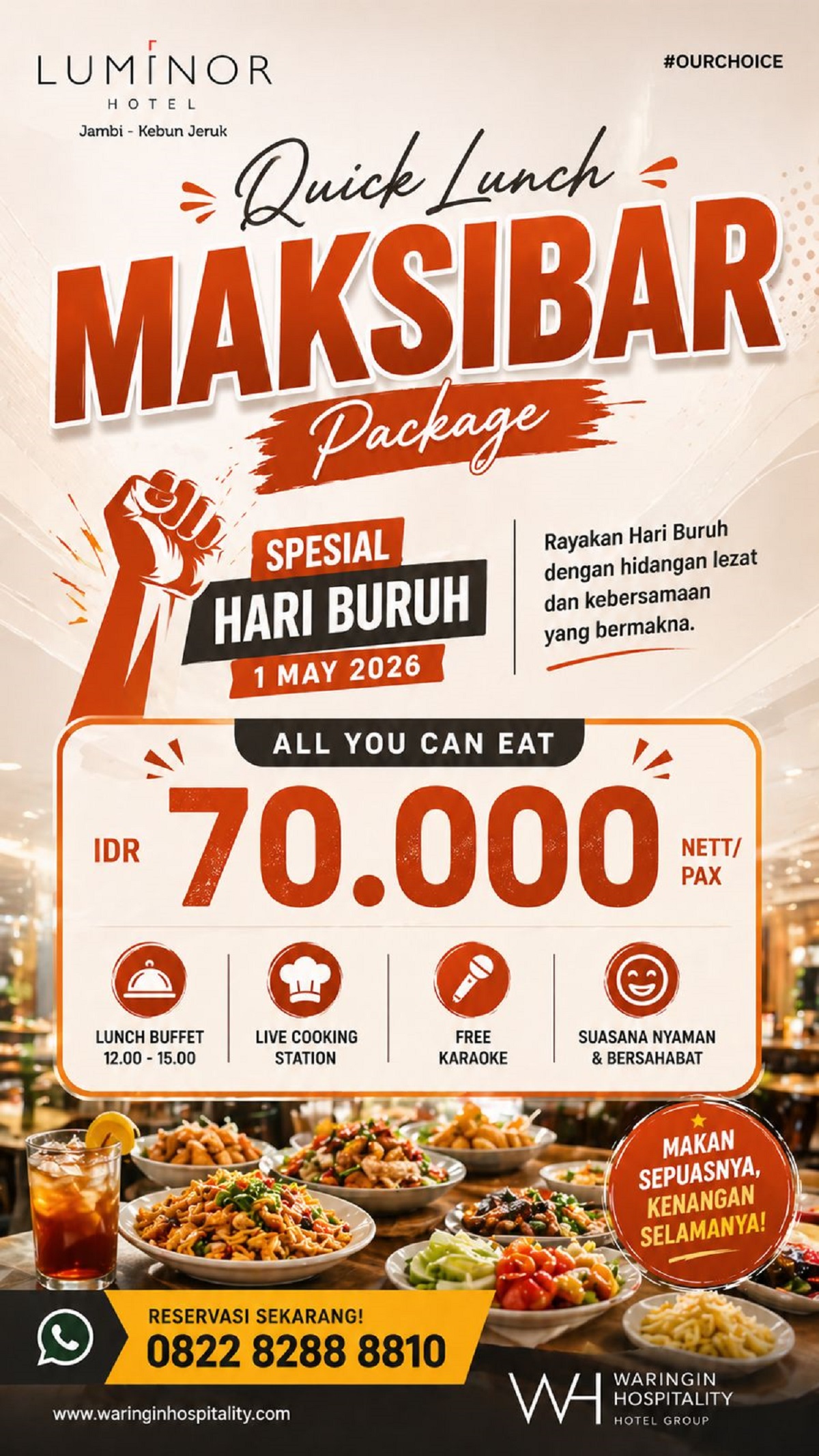 Luminor Hotel Jambi Hadirkan “Quick Lunch Maksibar Package” Spesial Hari Buruh 2026