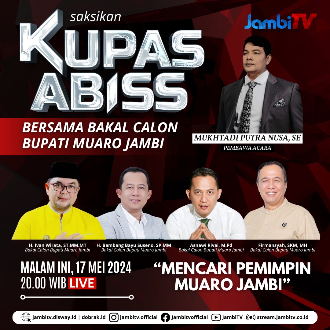 4 Kandidat Bupati Muaro Jambi Bertarung Ide dan Gagasan Dalam Kupas Abiss Jambi TV Malam ini !!!