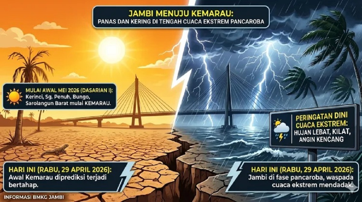 Jambi Masuk Kemarau Awal Mei, BMKG Peringatkan Cuaca Ekstrem