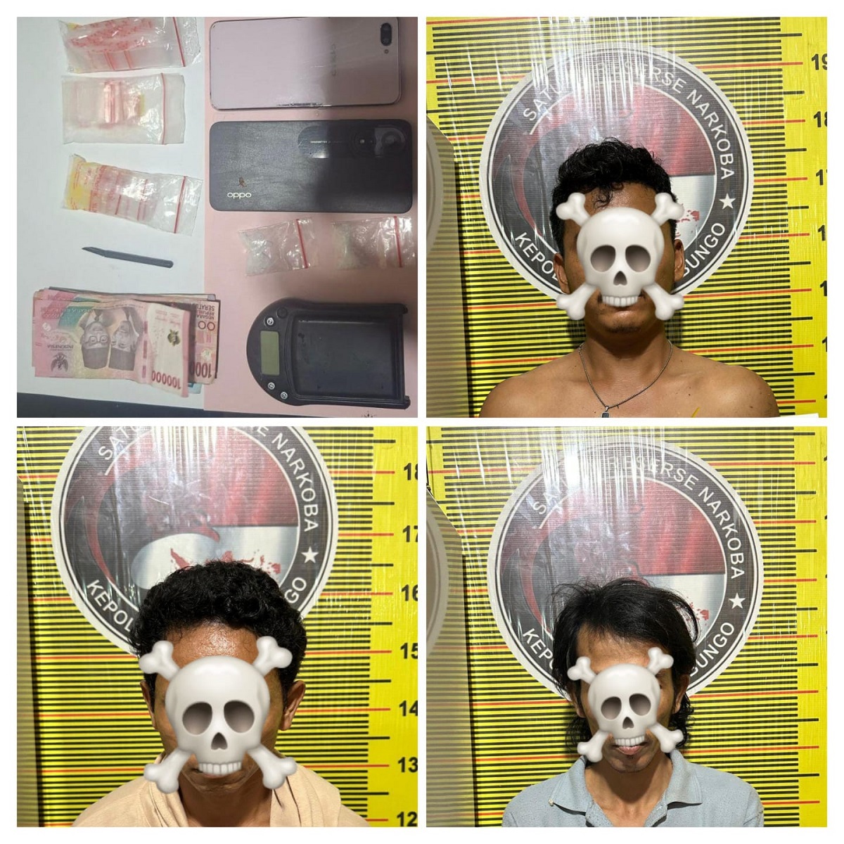 Tiga Terduga Pelaku Narkotika  Diamankan di Bungo, Polisi Sita Sabu 4,45 Gram