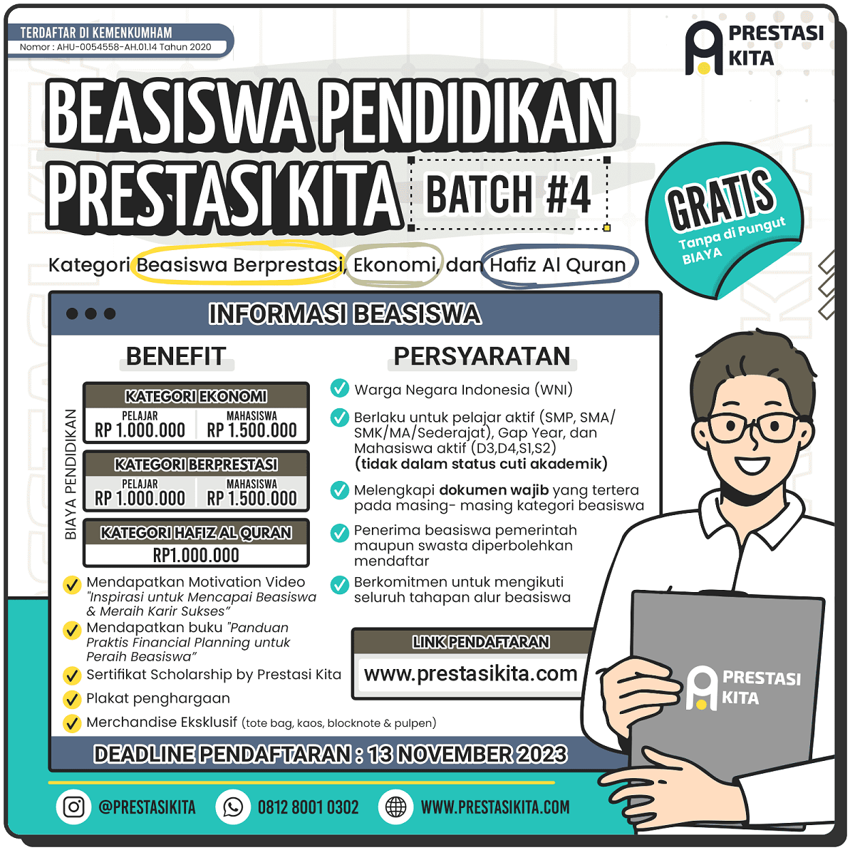 Info Beasiswa 2023 Untuk Hafiz Al Quran, Ada Beasiswa Pendidikan Prestasi Kita BATCH #4. Ini Syaratnya!