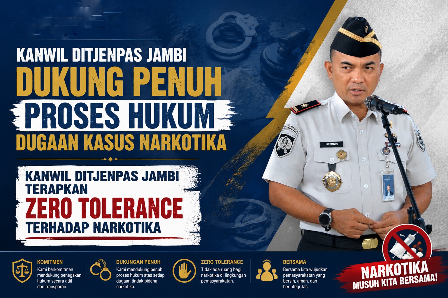 Kanwil Ditjenpas Jambi Dukung Penuh Proses Hukum Dugaan Kasus Narkotika
