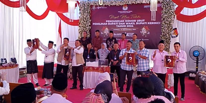 Ini Daftar Nomor Urut Masing-masing Kandidat Cabup dan Cawabup Kerinci