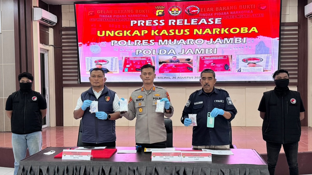 Polres Muaro Jambi Ungkap Dua Kasus Sabu, 26,11 Gram Diamankan
