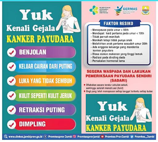 Dinkes Jambi Ajak Masyarakat Kenali Gejala Dan Faktor Risiko Kanker Payudara