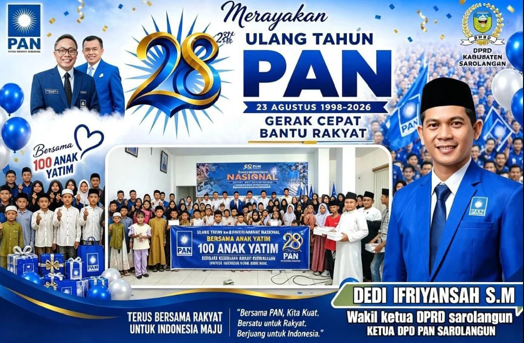 Rayakan HUT ke-28, PAN Sarolangun Berbagi Kebahagiaan Bersama 100 Anak Yatim