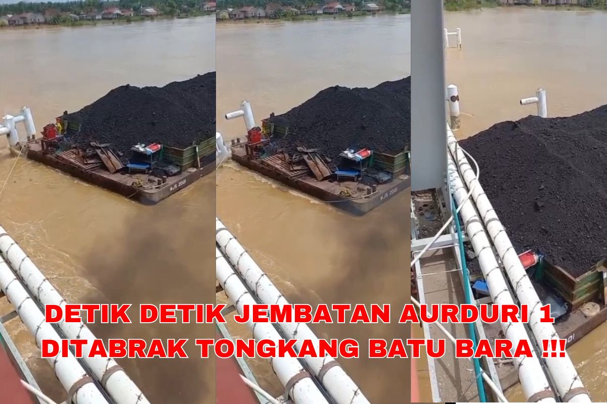 Kapal Tongkang Batu Bara Tabrak Jembatan Aurduri 1, Besi Penyangga Patah dan Tenggelam