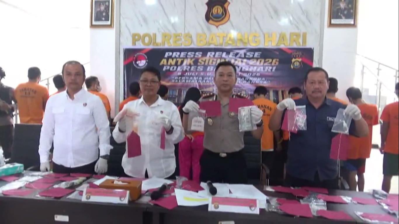 13 Tersangka Narkoba Ditangkap di Batang Hari, Polisi Sita 37,65 Gram Sabu