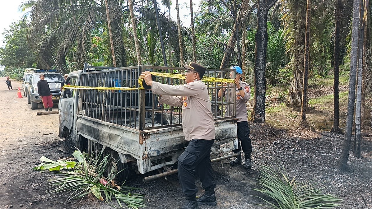 Suzuki Carry Terbakar di Tengah Jalan, Kobaran Api Sambar Kabel PLN