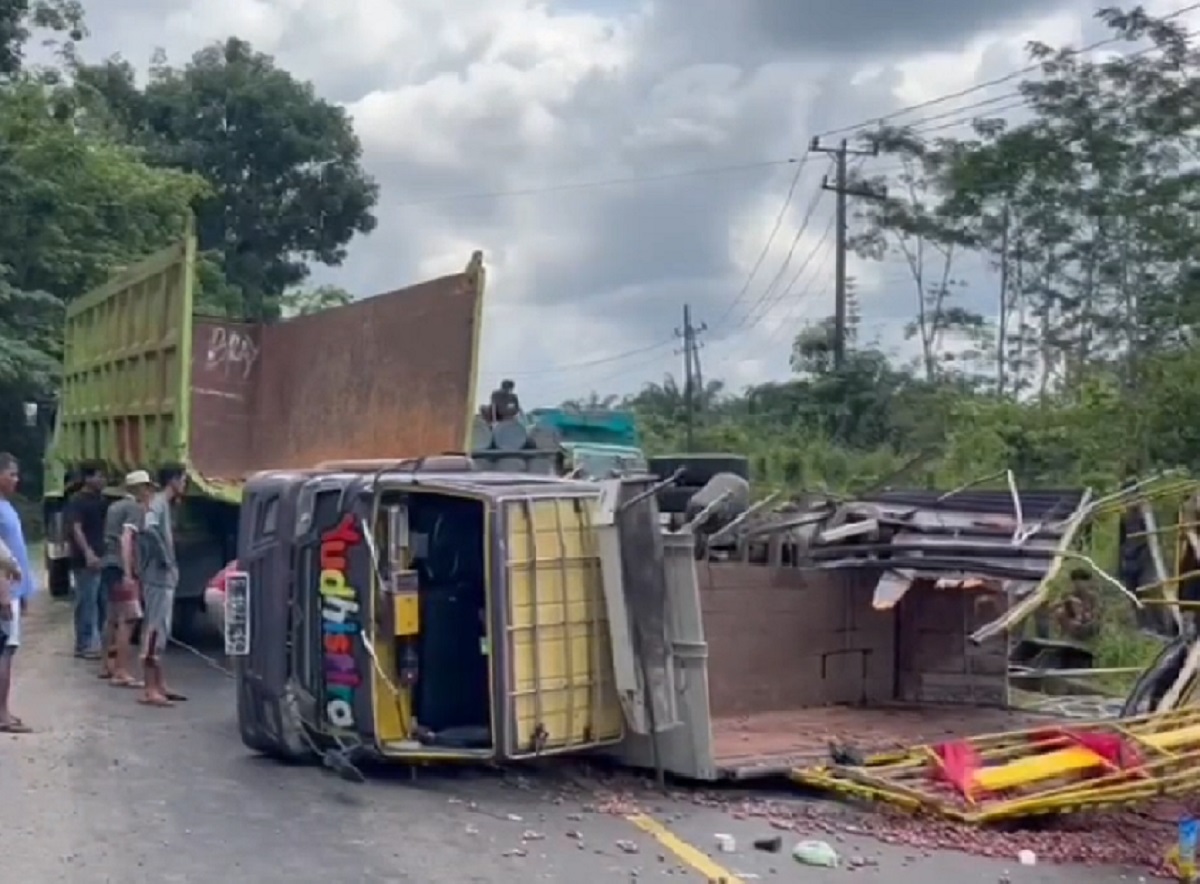 3 Kendaraan Terlibat Tabrakan Beruntun di Desa Rantau Puri, 2 Orang Luka-luka