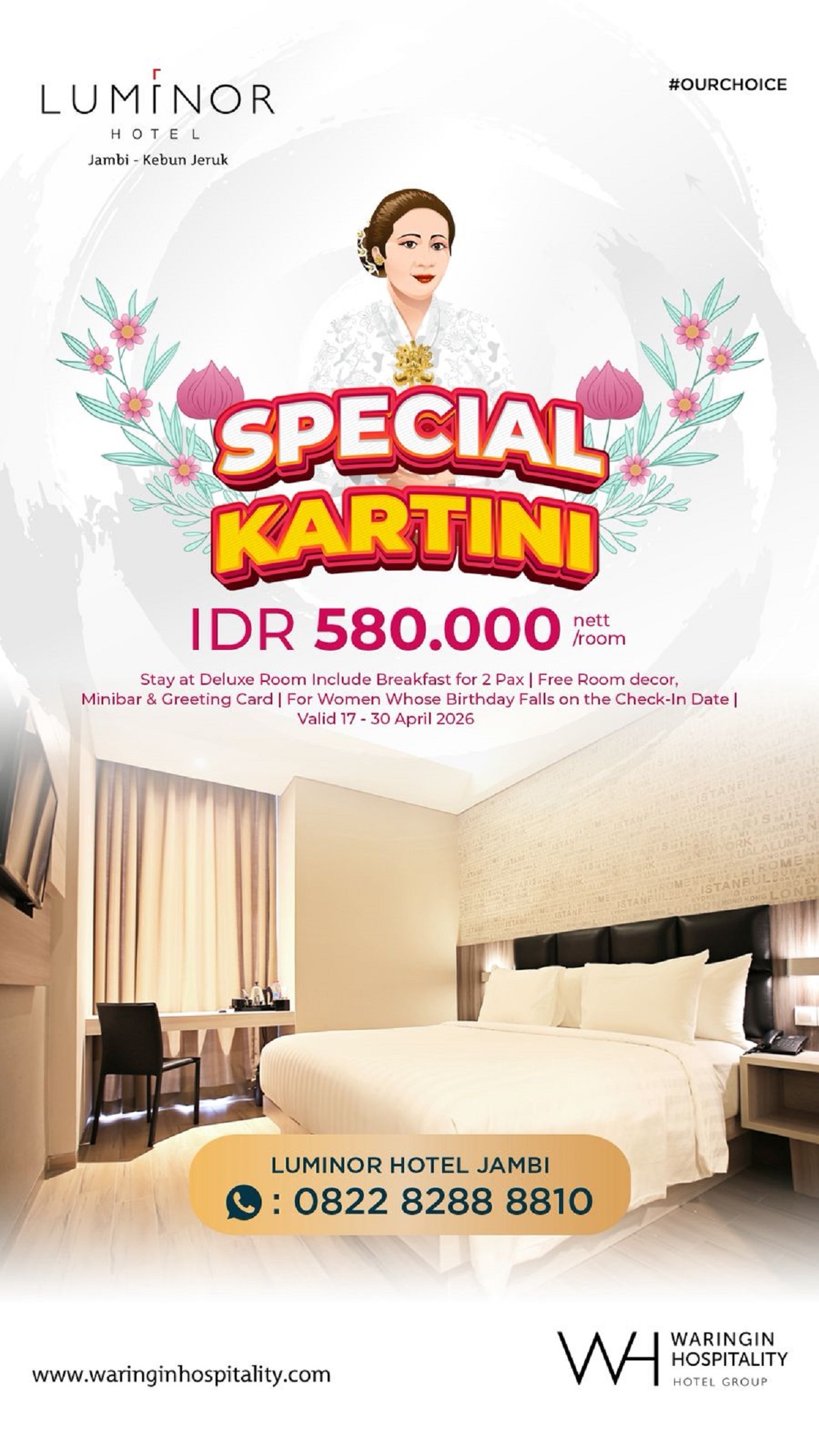 Luminor Hotel Jambi Hadirkan Promo “Special Kartini” Spesial untuk Perempuan