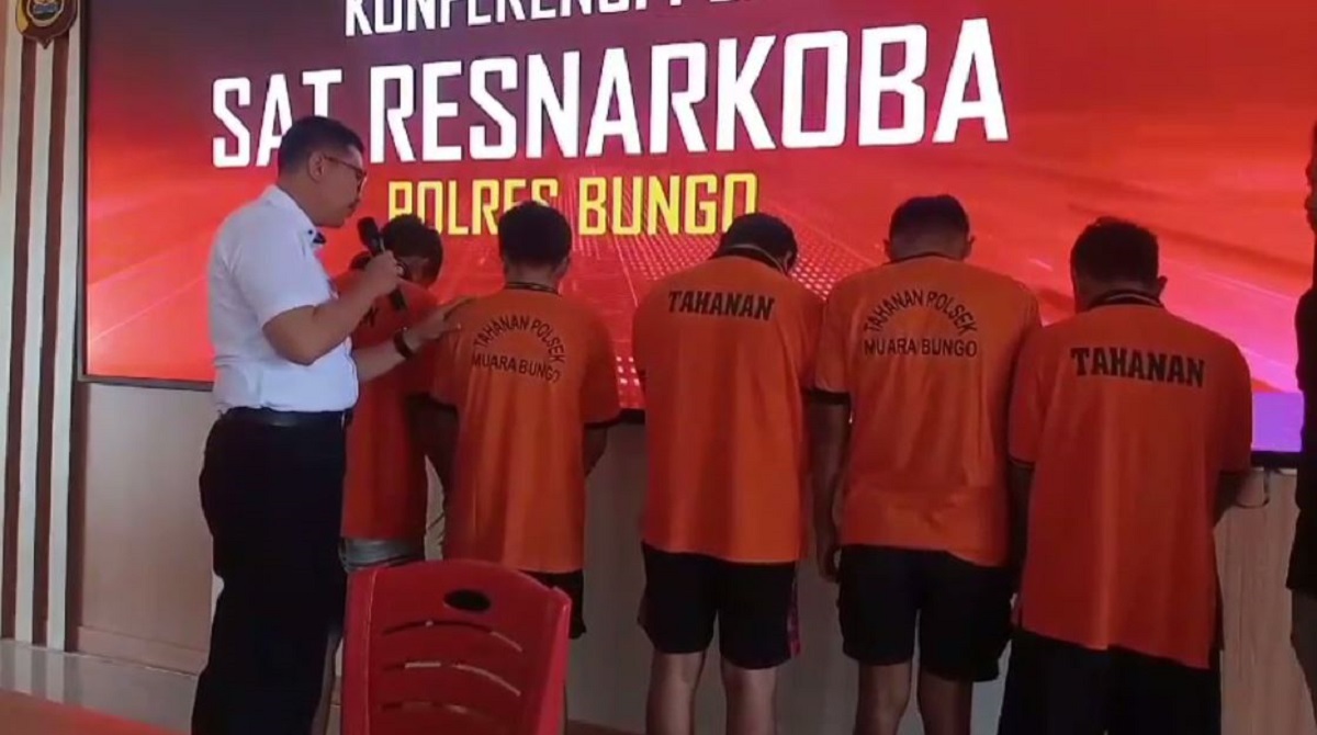 5 Tersangka Penyalahgunaan Narkoba Ditangkap, Polres Bungo Sita 1,9 kg Ganja 