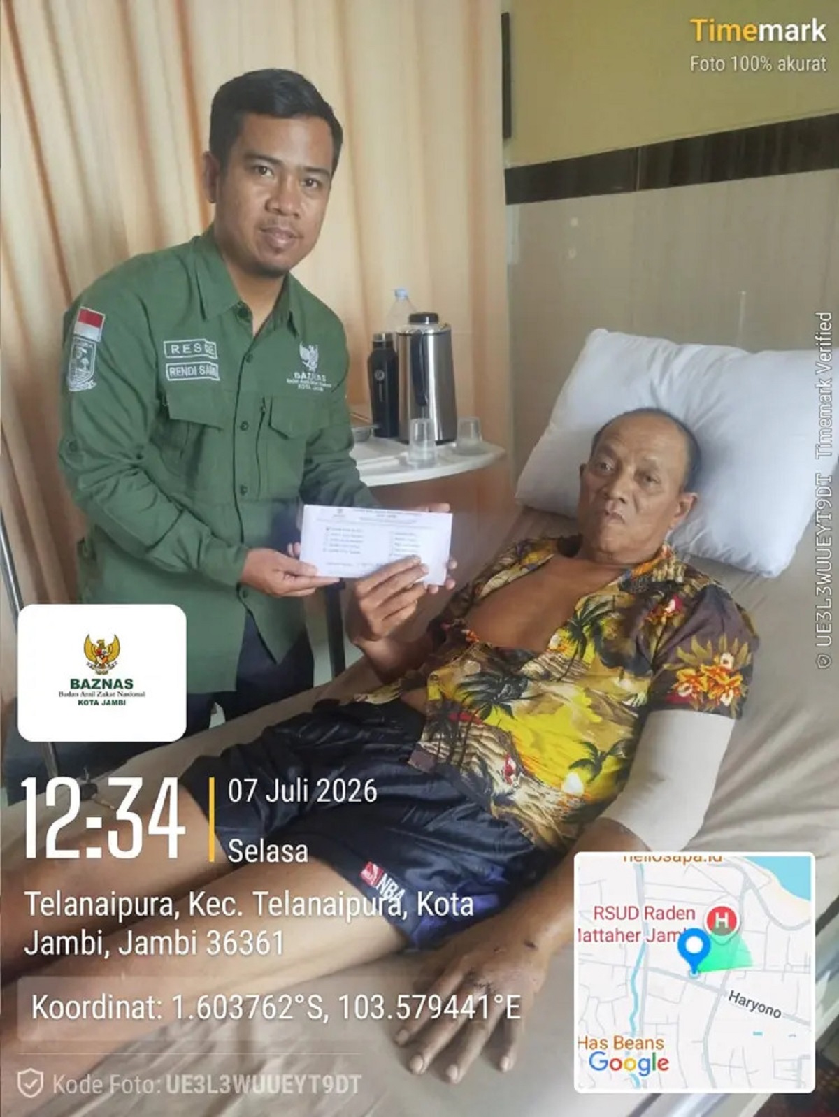BAZNAS Kota Jambi Salurkan Bantuan Kesehatan untuk Korban Kecelakaan, Wujud Kepedulian Hadir di Saat Sulit