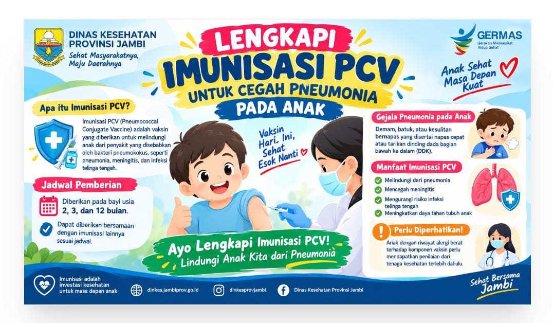 Dinkes Imbau Orang Tua Lengkapi Imunisasi Pcv Untuk Cegah Pneumonia Pada Anak