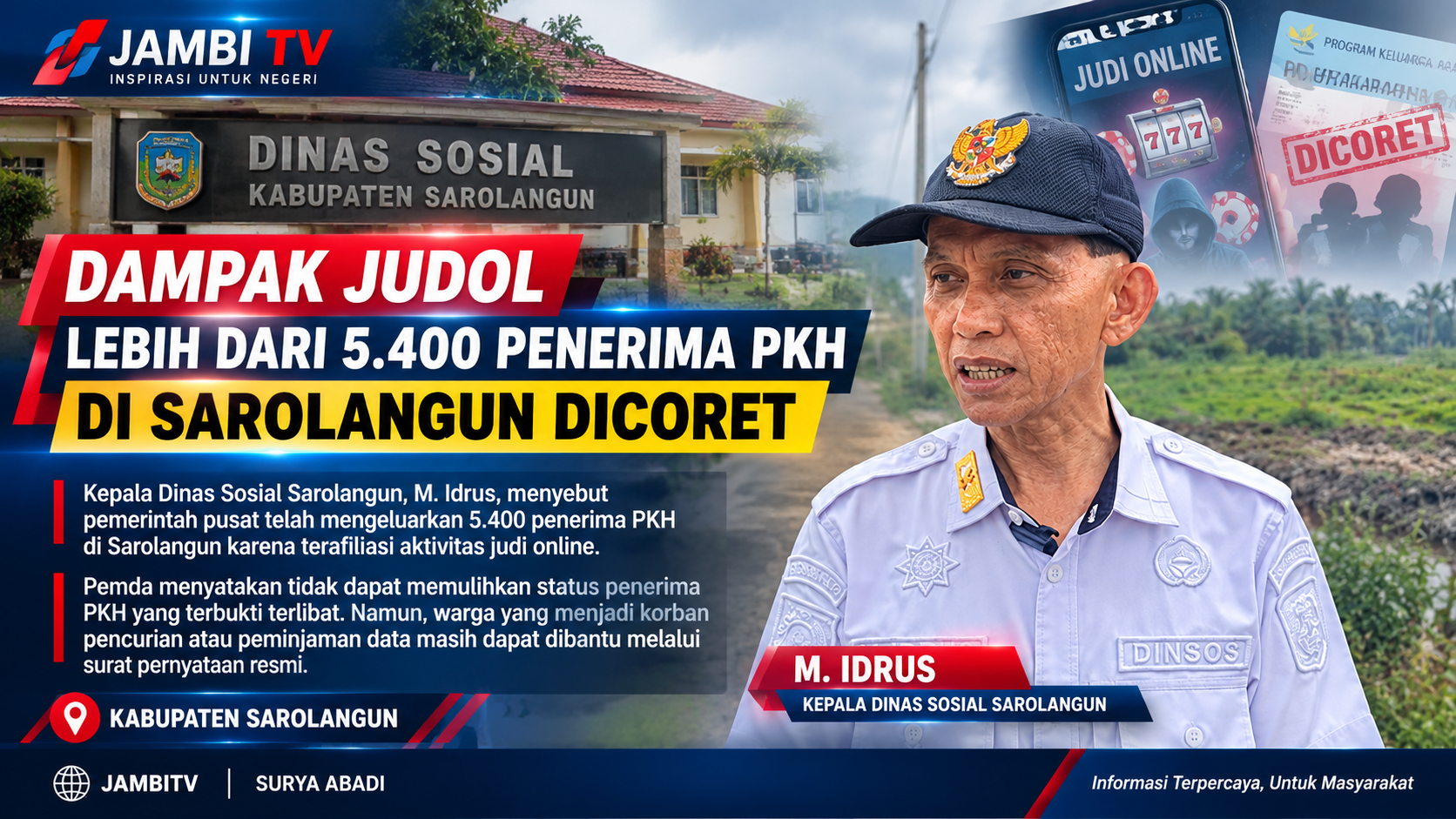 Gara - Gara Judol, 5.400 Penerima PKH Di Sarolangun  Di Coret 