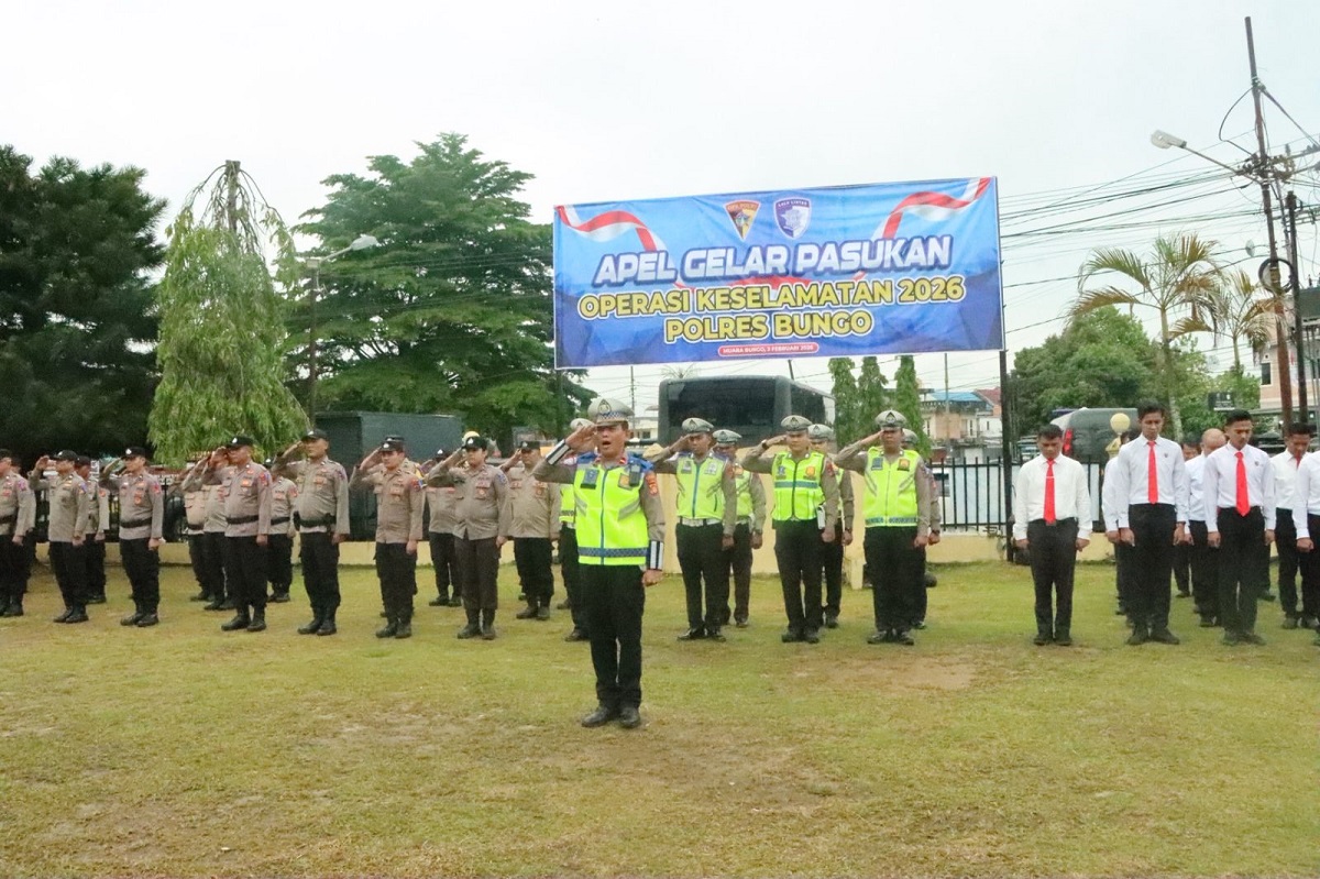Polres Bungo Laksanakan Apel Gelar Pasukan Operasi Keselamatan 2026 