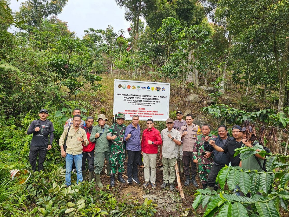 Satgas PKH Tertibkan Kawasan TNKS di Kerinci dan Sungai Penuh, Plang Informasi Dipasang di Lahan Ilegal