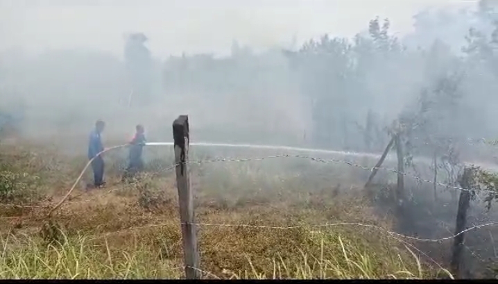 Lahan di Arena Menuju Stadion Sri Maharajo Batu Terbakar