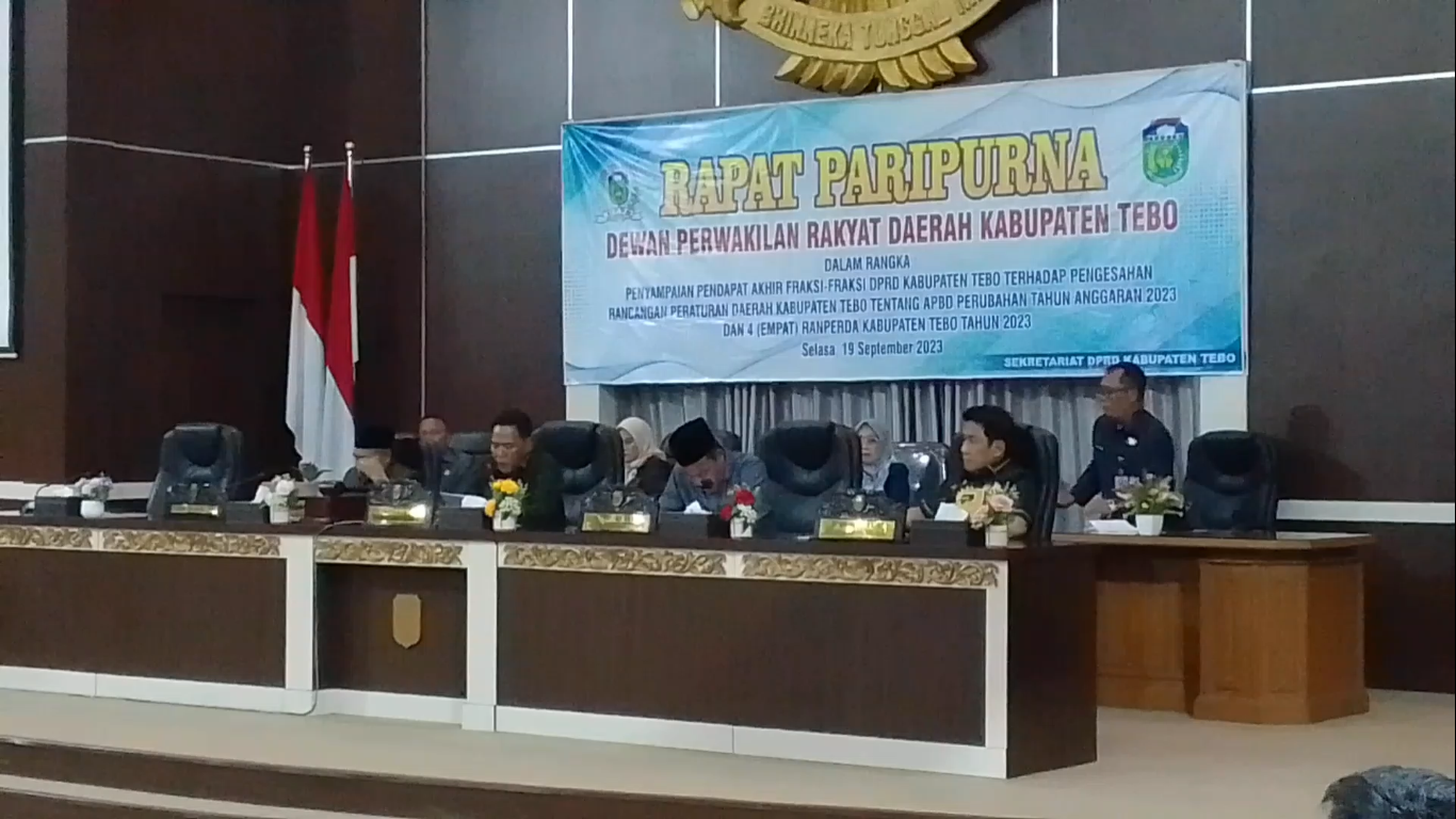 Fraksi DPRD Tebo Sampaikan Pandangan Akhir Terhadap Ranperda APBD-P 2023