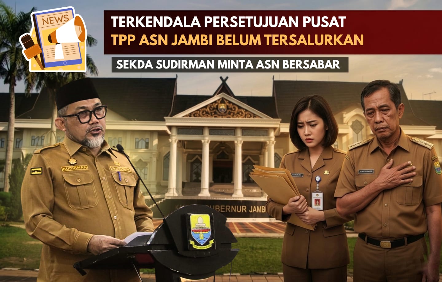 TPP ASN Jambi Belum Cair, Terkendala Persetujuan Pusat. Sekda Sudirman: ASN harus Bersabar, TPP Segera Cair.