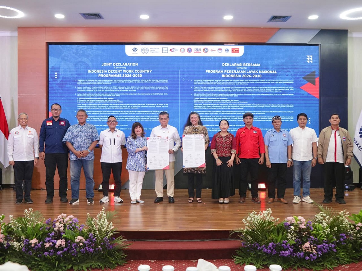 Kemnaker, Pengusaha, Serikat Pekerja, dan ILO Teken Deklarasi Pekerjaan Layak 2026–2030