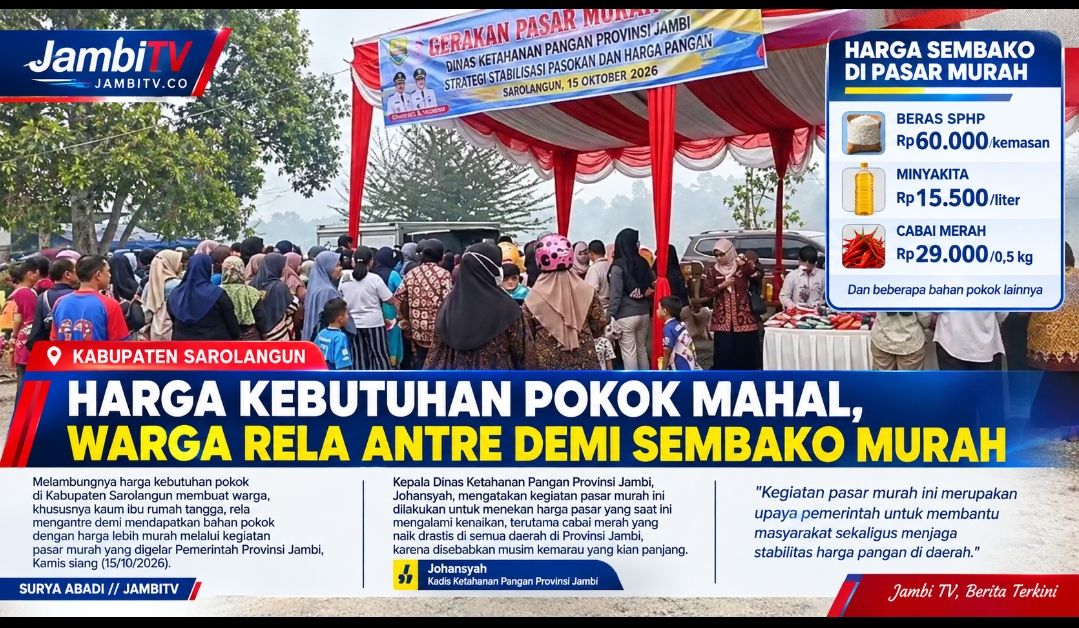 Harga Sembako Melambung, Warga Sarolangun Rela Antre Demi Bahan Pokok Murah