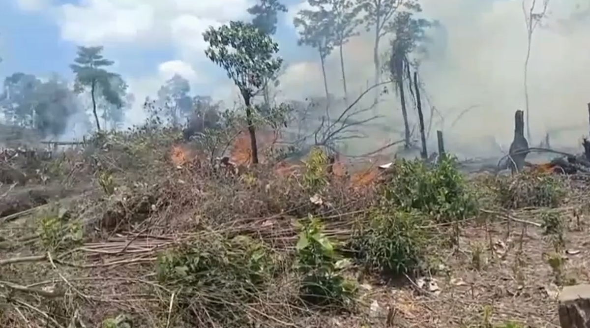 Darurat Karhutla Lahan Seberang Desa Mangun Jayo Kembali Terbakar
