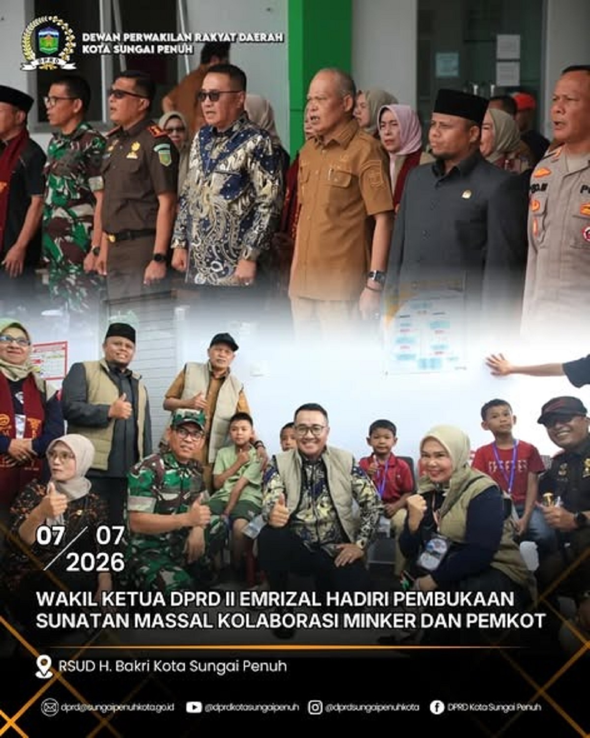 Wakil Ketua DPRD II Emrizal Hadiri Pembukaan Sunatan Massal Kolaborasi Minker dan Pemkot
