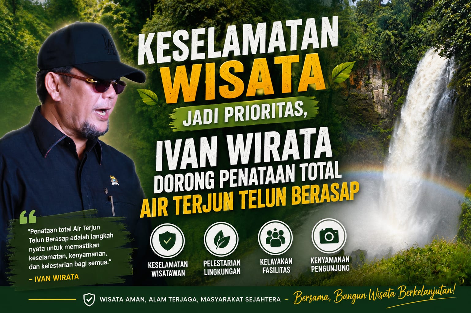 Keselamatan Wisata Jadi Prioritas, Ivan Wirata Dorong Penataan Total Air Terjun Telun Berasap 