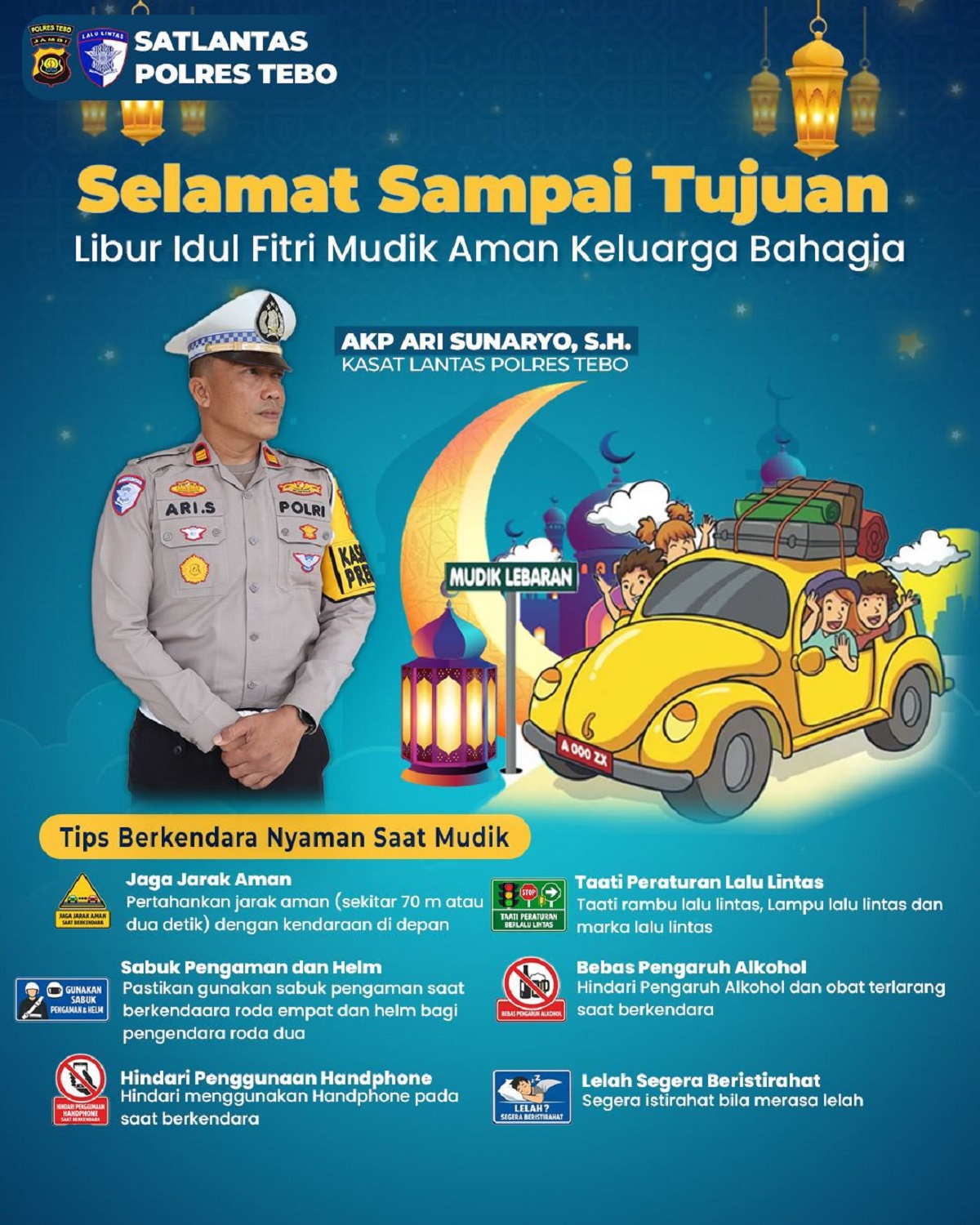 Satlantas Polres Tebo Ingatkan Pemudik Utamakan Keselamatan Saat Libur Idul Fitri