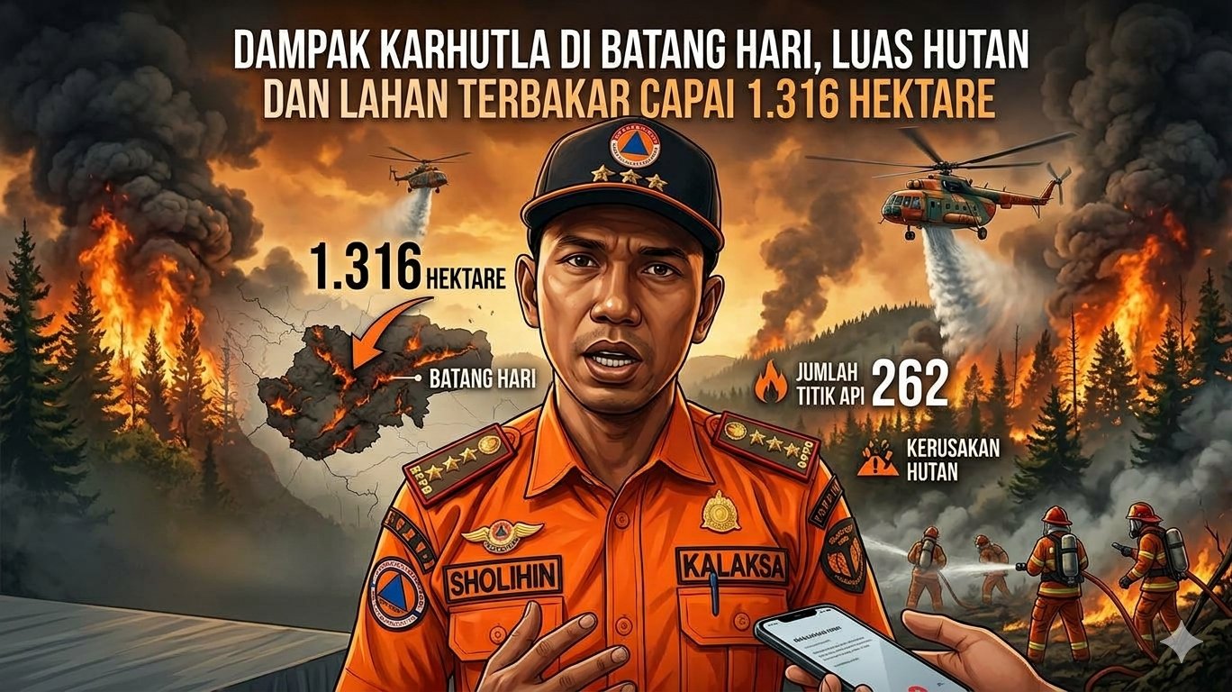 Dampak Karhutla di Batang Hari, Luas Hutan dan Lahan Terbakar Capai 1.316 Hektare