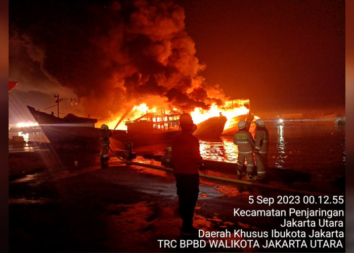 Kapal Terbakar di Pelabuhan Muara Baru, 9 Unit Kapal Hangus