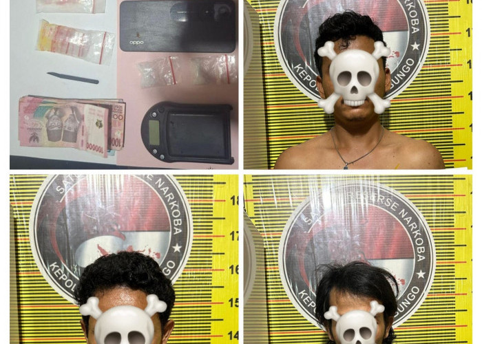 Tiga Terduga Pelaku Narkotika  Diamankan di Bungo, Polisi Sita Sabu 4,45 Gram