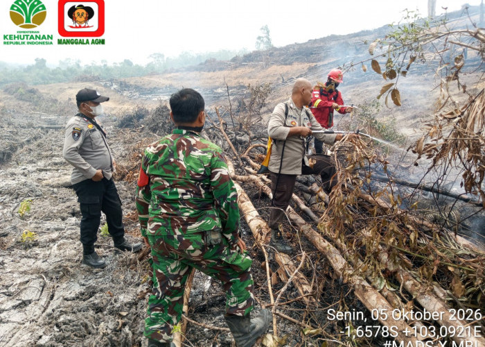 Tim Gabungan Padamkan Hotspot di Desa Pelayangan Batanghari, Luas Lahan Terbakar Hampir Sehektar