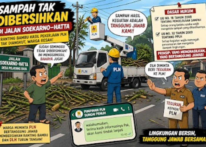 PLN Diminta Bersihkan Sampah Ranting Bambu di Jalan Soekarno-Hatta