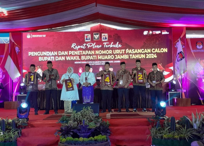 Nomor Urut Calon Bupati Muaro Jambi 2024, Asnawi 1, Zuwanda 2, Masnah 3 dan Bambang Bayu Suseno 4