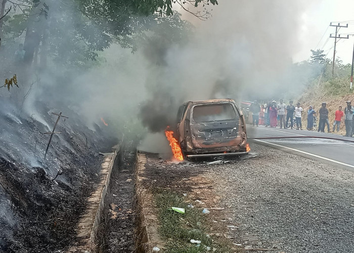 Satu Unit Toyota Avanza Terbakar di Jalan Jambi-Bungo