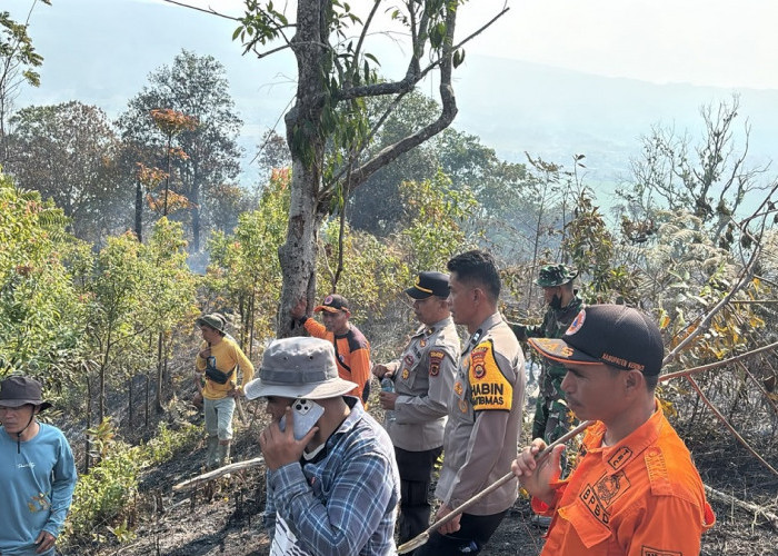 Gerak Cepat, Polsek Gunung Kerinci Bersama Tim Gabungan Berhasil Padamkan Karhutla Seluas 2 Hektar di Siulak M