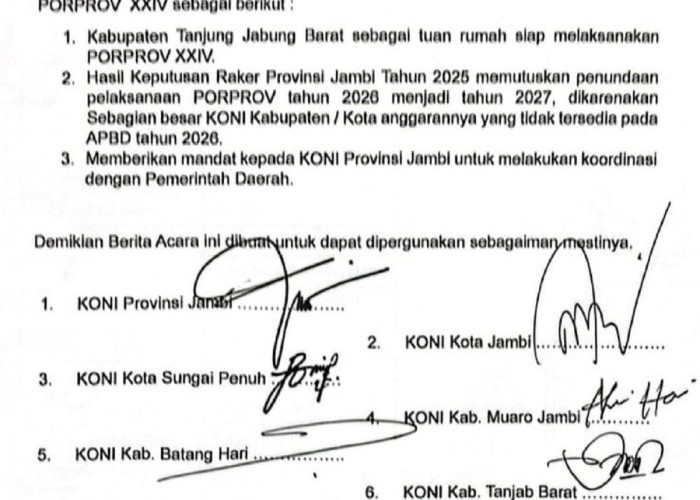 Porprov Jambi XXIV Resmi Ditunda ke 2027, Tanjabbar Tetap Jadi Tuan Rumah
