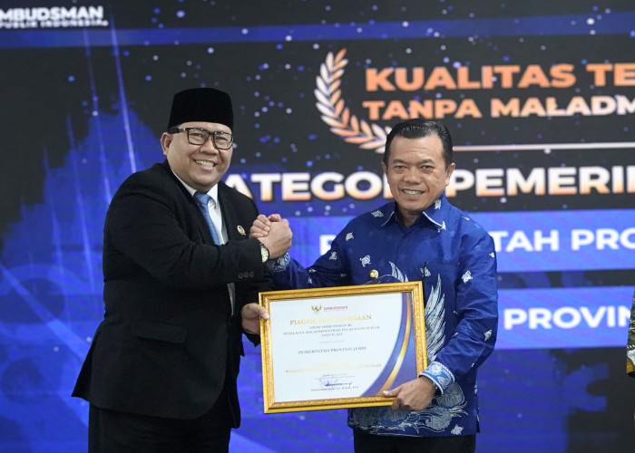 Peringkat 1 Nasional, Pemprov Jambi Raih Opini Tertinggi Ombudsman RI Tanpa Temuan Maladministrasi
