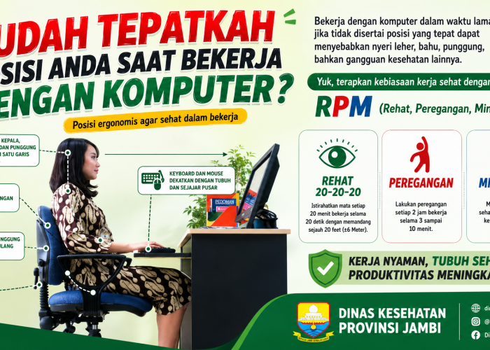 Dinkes Jambi Ingatkan Pentingnya Posisi Ergonomis Saat Bekerja dengan Komputer