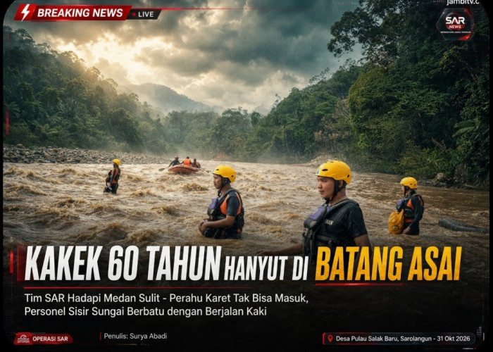 Kakek 60 Tahun Hanyut di Batang Asai, Tim SAR Hadapi Medan Sulit