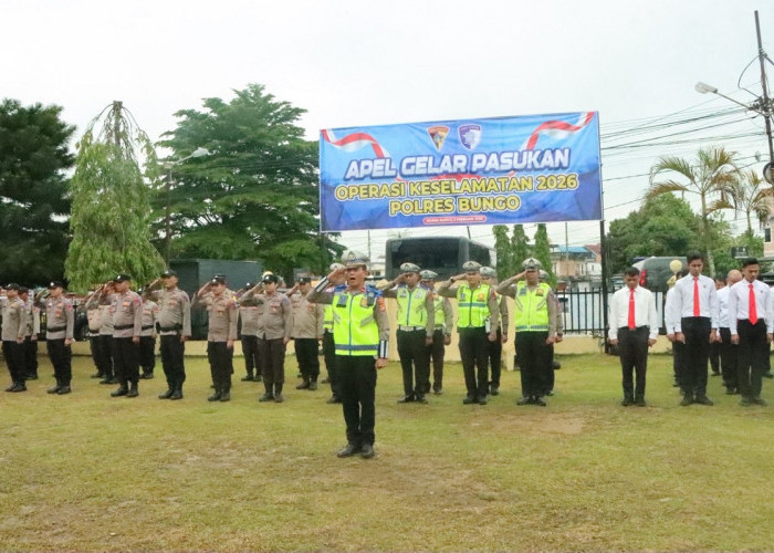 Polres Bungo Laksanakan Apel Gelar Pasukan Operasi Keselamatan 2026 