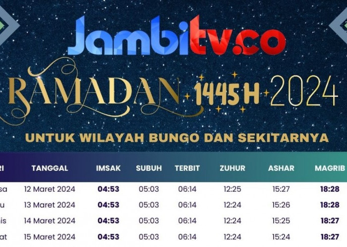 Jadwal Imsakiyah Bungo Tahun 2024, Ramadhan 1445H Berdasarkan Pengumuman Kemenag RI
