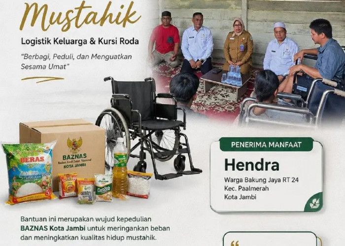 BAZNAS Kota Jambi Salurkan Bantuan Logistik dan Kursi Roda untuk Mustahik di Bakung Jaya