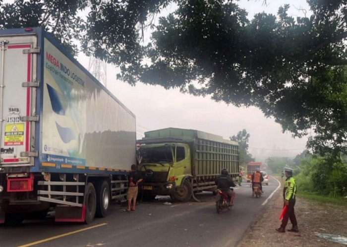 Mobil Hino Truk VS Mobil Hino Refrigerator Adu Kambing Di Jalan Lintas Jambi - Merlung