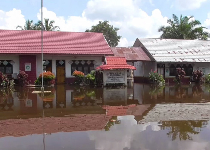 Banjir di SD Negeri 16 Pulau Mentaro Belum Surut, Siswa Masih Belajar Daring