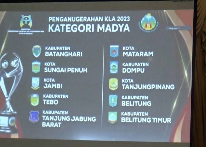Tebo Raih Kategori Madya Pada Malam Penganugerahan Kabupaten Layak Anak 2023