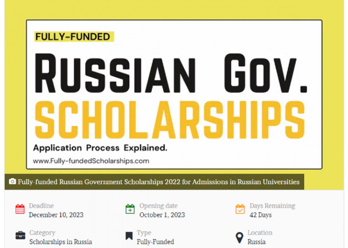 Info Beasiwa 2023 : Mau Kuliah Gratis di Rusia tahun 2024, Segera Daftar Disini !
