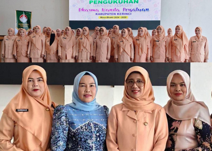 Resmi Dilantik, Ny. Harmalis Zainal Nahkodai Dharma Wanita Persatuan Kabupaten Kerinci Masa Bakti 2024–2029